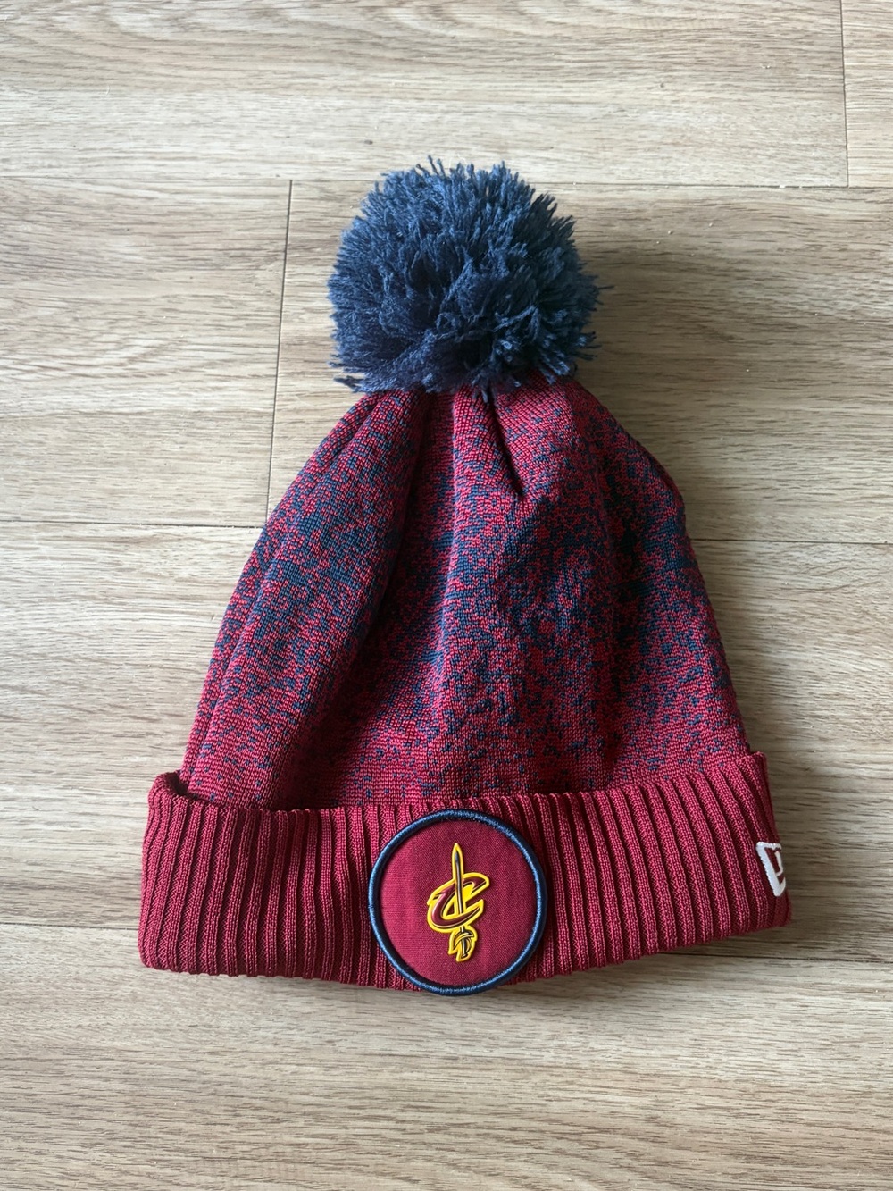 New Era Cleveland Cavaliers Red and Navy Pom Beanie